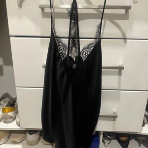 Free People Black Lace Detail Chemise